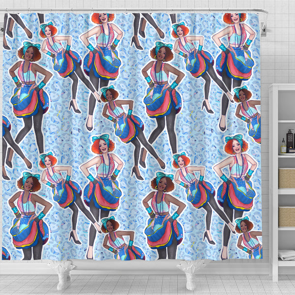 80s Fashion Girl Shower Curtain - STUDIO 11 COUTURE