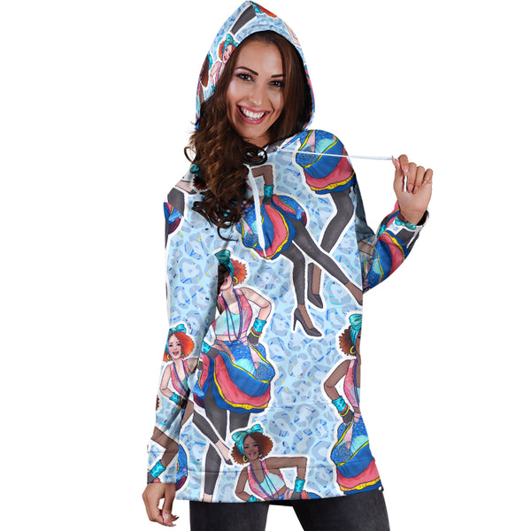 Studio11Couture Women Hoodie Dress Hooded Tunic 80s Trendy Fashion Girl Athleisure Sweatshirt