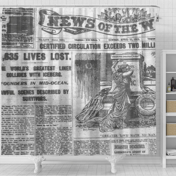 Old Newspaper 6 Shower Curtain - STUDIO 11 COUTURE