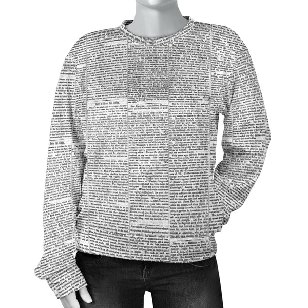 Custom Made Printed Designs Women's (N9) Sweater Newspaper