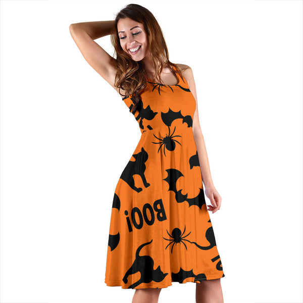 Women's Dress, No Sleeves, Custom Dress, Midi Dress, Trick Or Treat 06