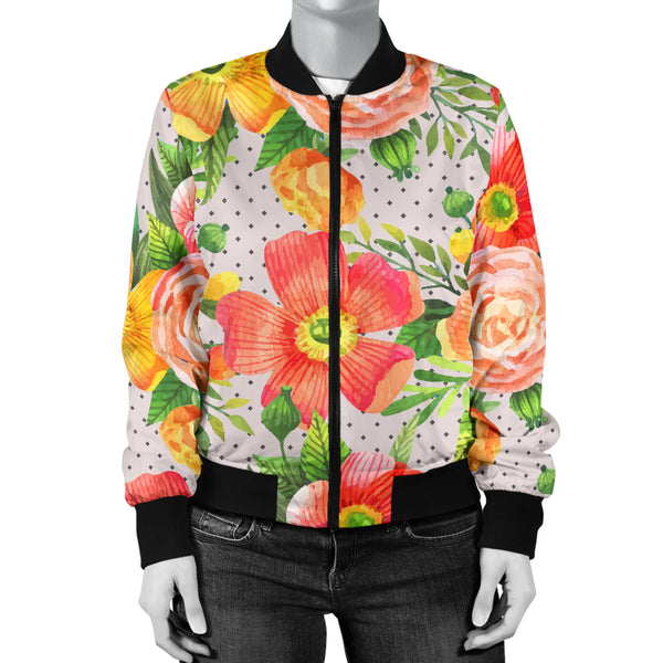 Sports Varsity Style Bomber Jacket Women (J2) Floral Spring
