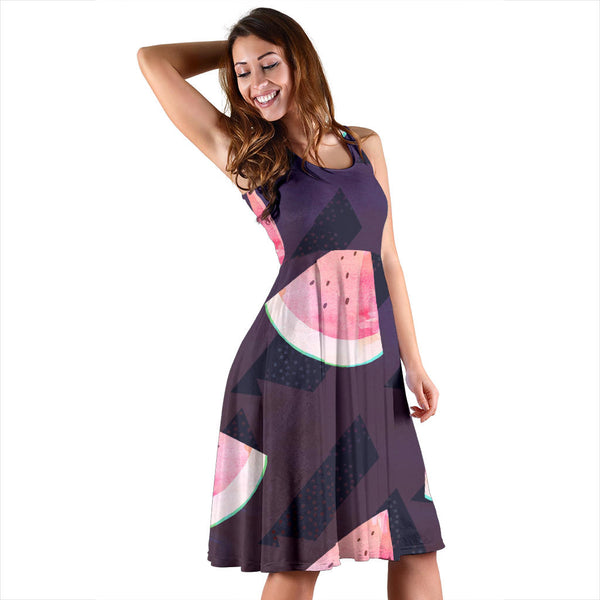 Women's Dress, No Sleeves, Custom Dress, Midi Dress, Fruits 13