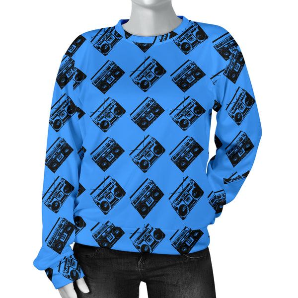 Custom Made Printed Designs Women's Sweater 80's Boombox 01