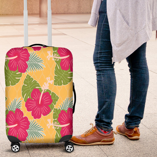Tropical Red Flower Luggage Cover - STUDIO 11 COUTURE