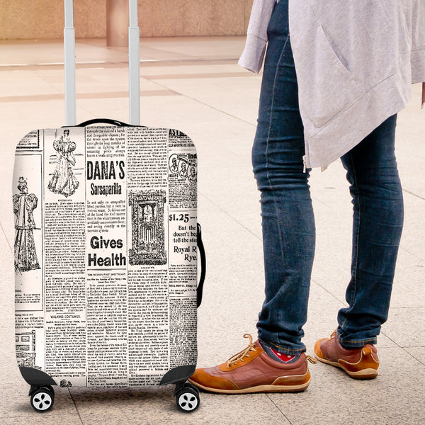 Scrambled Eggs Old Newspaper Luggage Cover - STUDIO 11 COUTURE