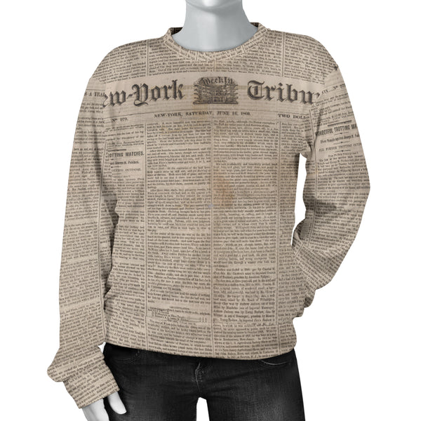 Custom Made Printed Designs Women's (N3) Sweater Newspaper