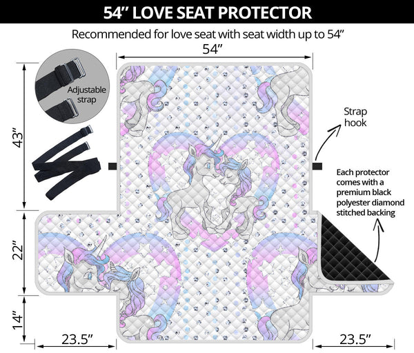 54'' Futon Sofa Protector Premium Polyster Fabric Custom Design Unicorn 08