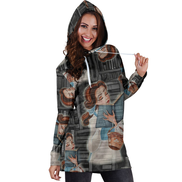 Studio11Couture Women Hoodie Dress Hooded Tunic Beauty And The Beast Bell Athleisure Sweatshirt