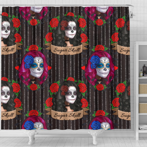 Sugar Skull Gothic Lolita Shower Curtain - STUDIO 11 COUTURE