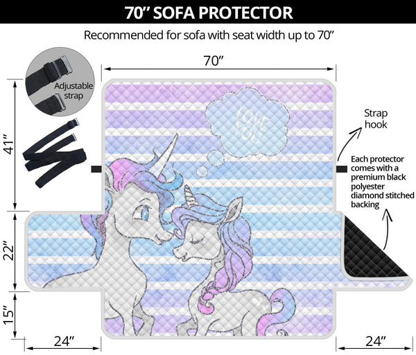 70'' Sofa Protector Premium Polyster Fabric Custom Design Unicorn 15