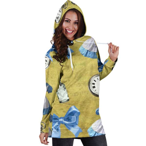 Studio11Couture Women Hoodie Dress Hooded Tunic Drink Me Alice In Wonderland Athleisure Sweatshirt