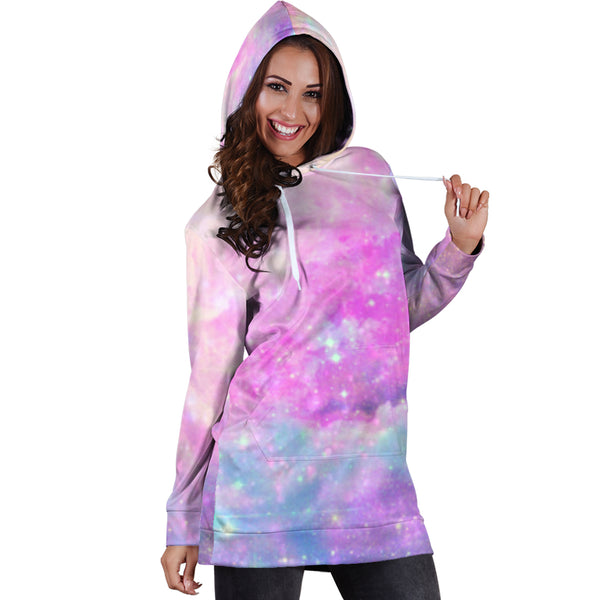 Studio11Couture Women Hoodie Dress Hooded Tunic Galaxy Pastel 7 Athleisure Sweatshirt