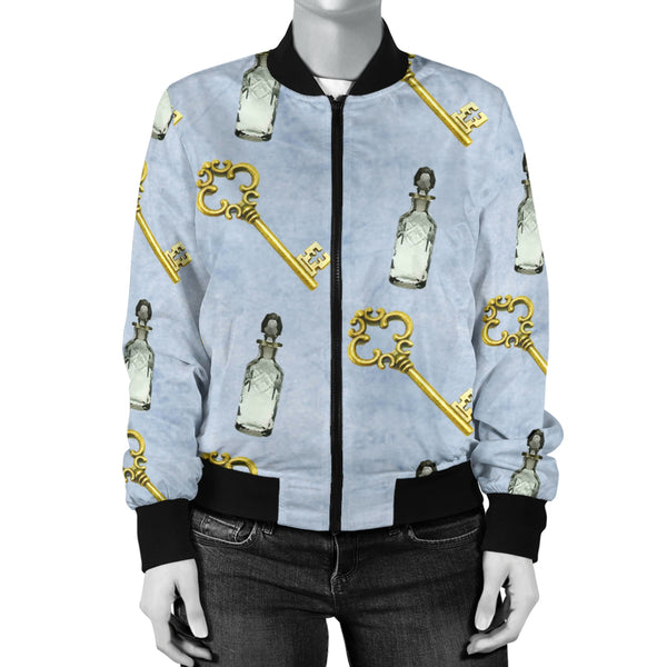 Sports Varsity Style Bomber Jacket Women (D7) Alice In Wonderland