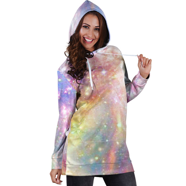 Studio11Couture Women Hoodie Dress Hooded Tunic Galaxy Pastel 8 Athleisure Sweatshirt