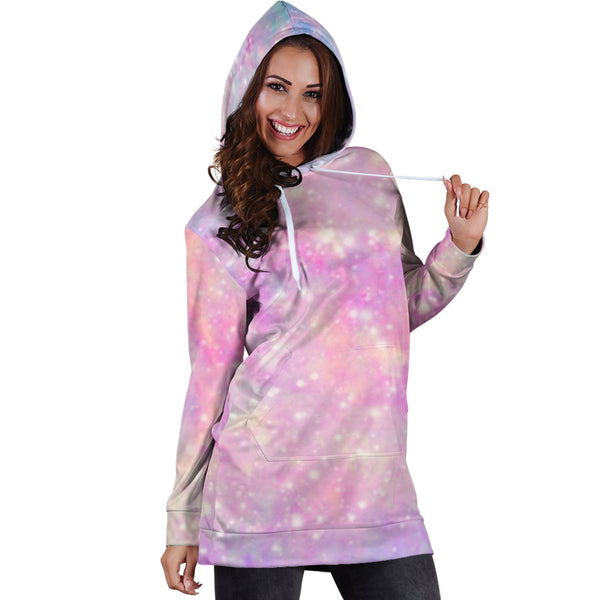 Studio11Couture Women Hoodie Dress Hooded Tunic Galaxy Pastel 6 Athleisure Sweatshirt