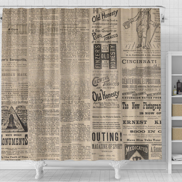 Old Newspaper 7 Shower Curtain - STUDIO 11 COUTURE