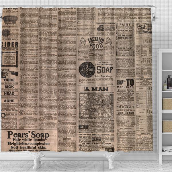 Old Newspaper 3 Shower Curtain - STUDIO 11 COUTURE