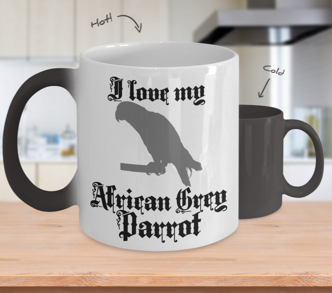 Color Changing Mug Random Theme I Love My African Grey Parrot