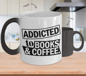 Color Changing Mug Book Theme Addicted To Book & Coffee