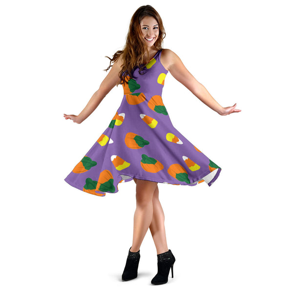 Women's Dress, No Sleeves, Custom Dress, Midi Dress, Trick Or Treat 11