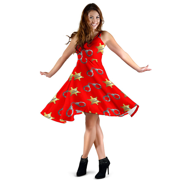 Women's Dress, No Sleeves, Custom Dress, Midi Dress, Police 11