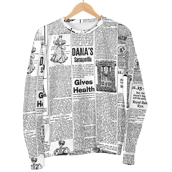 Custom Made Printed Designs Women's (N8) Sweater Newspaper