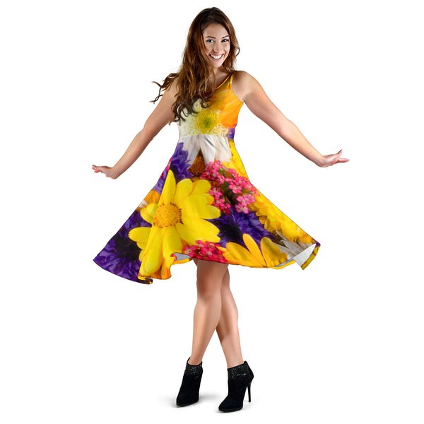 Women's Dress, No Sleeves, Custom Dress, Midi Dress, Nature 1-10