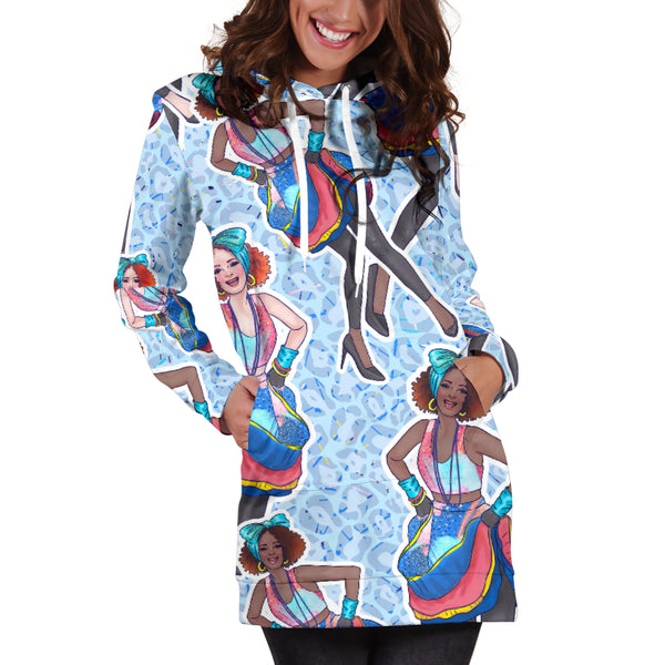 Studio11Couture Women Hoodie Dress Hooded Tunic 80s Trendy Fashion Girl Athleisure Sweatshirt