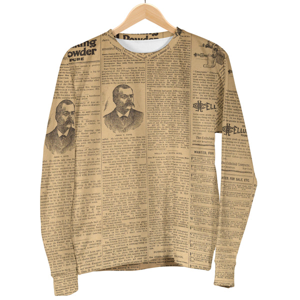 Custom Made Printed Designs Women's (N7) Sweater Newspaper
