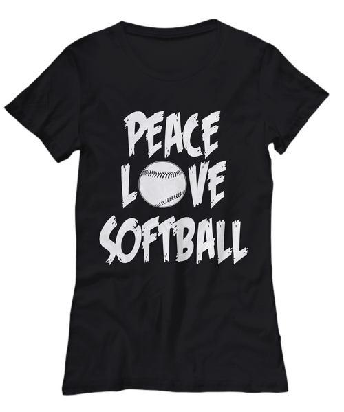 Women and Men Tee Shirt T-Shirt Hoodie Sweatshirt Peace Love SoftBall