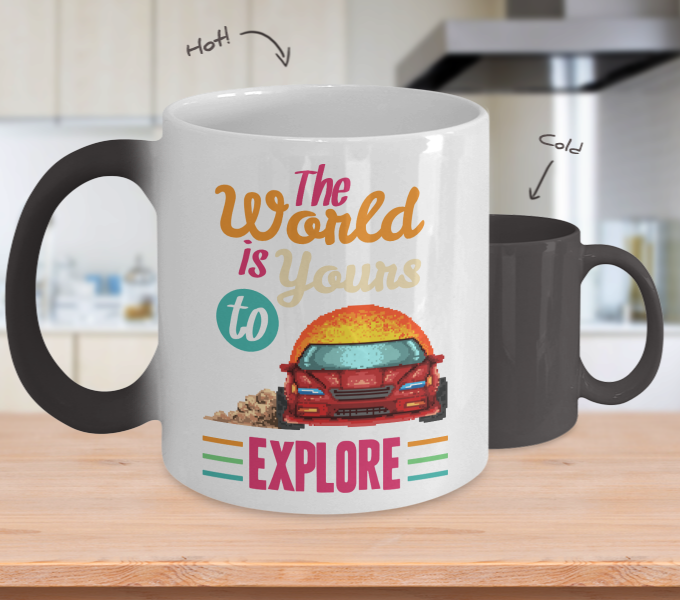 Color Changing Mug Retro 80s 90s Nostalgic the World Is Yours To Explore