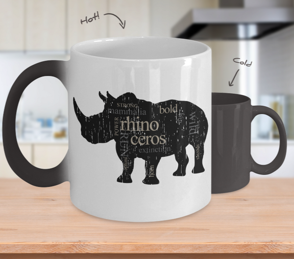 Color Changing Mug Animals Strong, Rhino, Bold, Wild, Mammalia