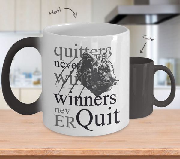 Color Changing Mug Animals Quitters Never Win Winner Never Quit