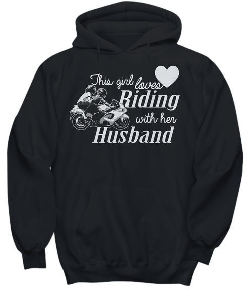 Women and Men Tee Shirt T-Shirt Hoodie Sweatshirt This Girl Loves Riding With Her Husband