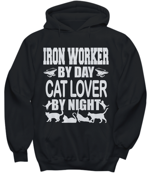 Women and Men Tee Shirt T-Shirt Hoodie Sweatshirt I ron Worker By Day Cat Lover By Night