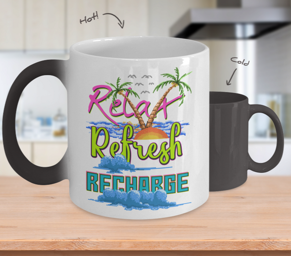 Color Changing Mug Retro 80s 90s Nostalgic Relax Refresh Recharge