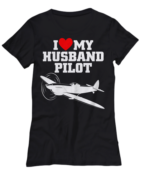 Women and Men Tee Shirt T-Shirt Hoodie Sweatshirt I Love My Husband Pilot
