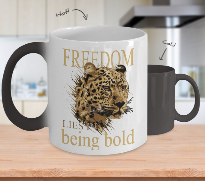 Color Changing Mug Animals Freedom Lies In Being Bold