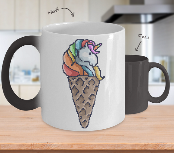 Color Changing Mug Retro 80s 90s Nostalgic Unicorn cone