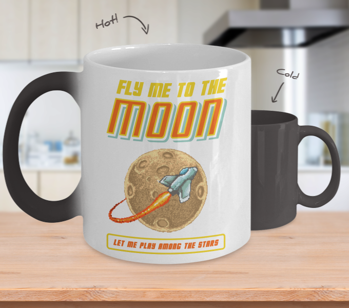 Color Changing Mug Retro 80s 90s Nostalgic Fly Me To The Moon