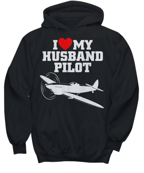 Women and Men Tee Shirt T-Shirt Hoodie Sweatshirt I Love My Husband Pilot