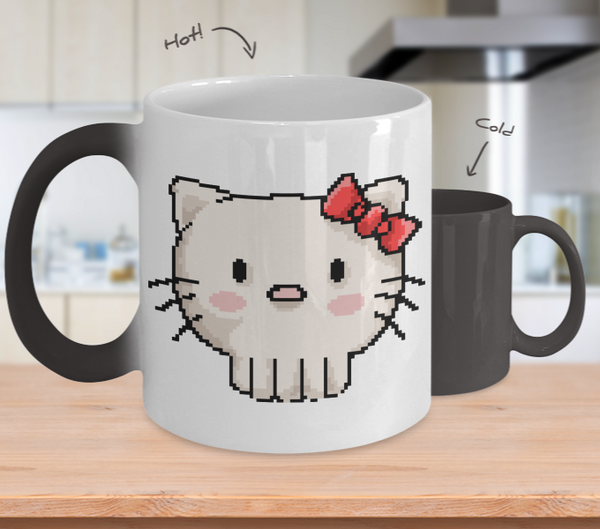 Color Changing Mug Retro 80s 90s Nostalgic Skull Kitty