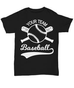 Women and Men Tee Shirt T-Shirt Hoodie Sweatshirt Your Team Baseball