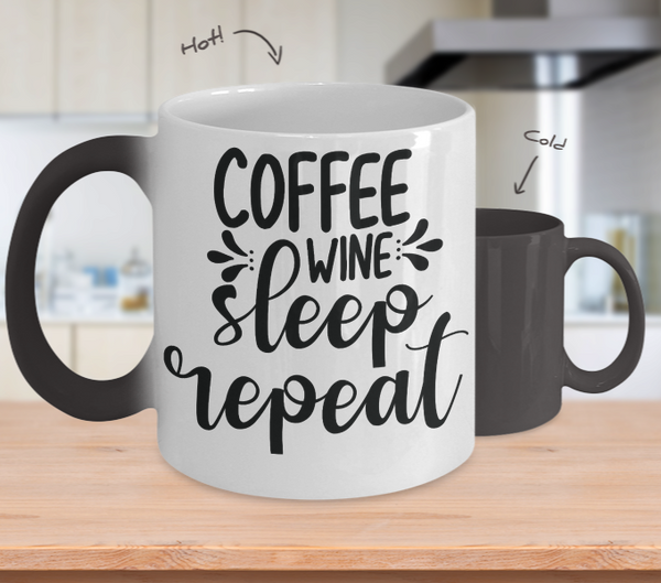 Color Changing Mug Funny Mug Inspirational Quotes Novelty Gifts Coffee Wine Sleep Repeat