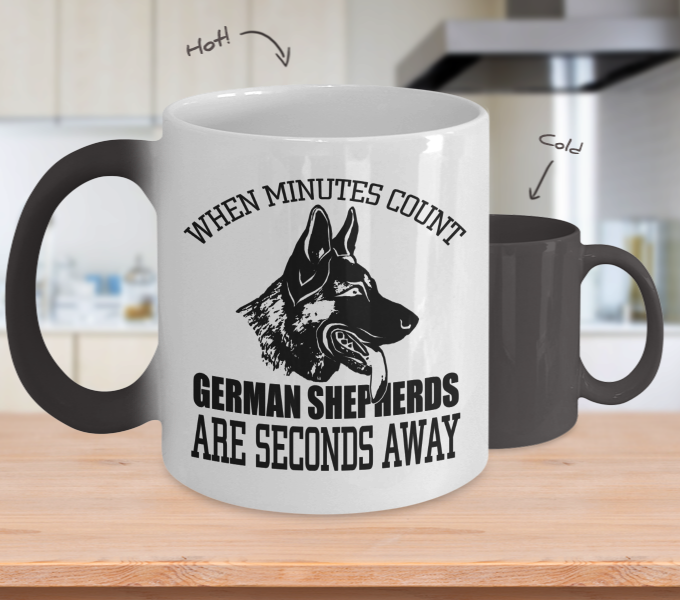 Color Changing Mug Dog Theme When Minutes Count German Sheperds Are Seconds Away