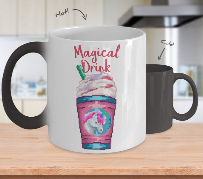 Color Changing Mug Retro 80s 90s Nostalgic Magical Unicorn Drink