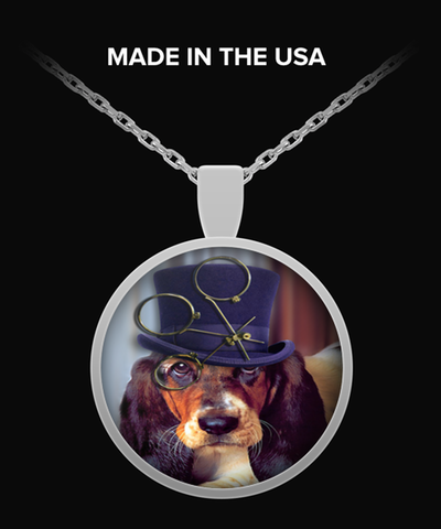 steampunk dog bull dog Necklace Round Pendant