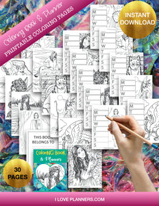 Fantasy 2 Coloring Book/ Coloring Planner/ Printable Planner and Journal/ Journal, Planner, DIY, Print At Home, Digital Download