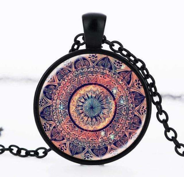 SUTEYI Newest Design Yoga Necklace Art Gift Splendor of Color Kaleidoscope Mandala Necklaces Glass Cabochon Pendant Jewelry - STUDIO 11 COUTURE